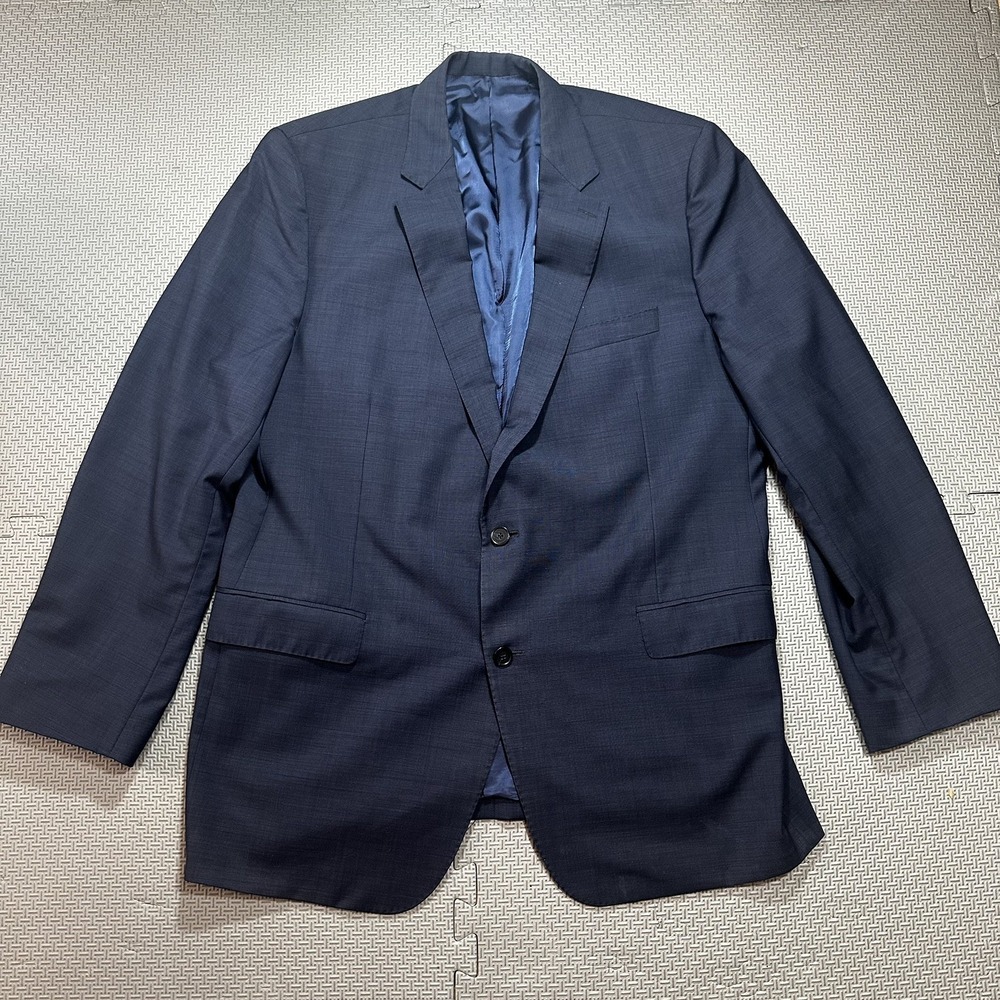Samuelsohn Performance Blue Wool Blazer 48L Pick Stitch Sport Coat Jacket